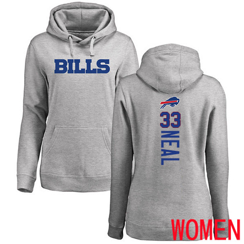NFL Women Buffalo Bills 33 Siran Neal Ash Backer Pullover Hoodie Sweatshirt